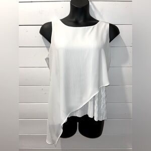 JULES & LEOPOLD – White Asymmetrical Sleeveless Blouse – Size XL